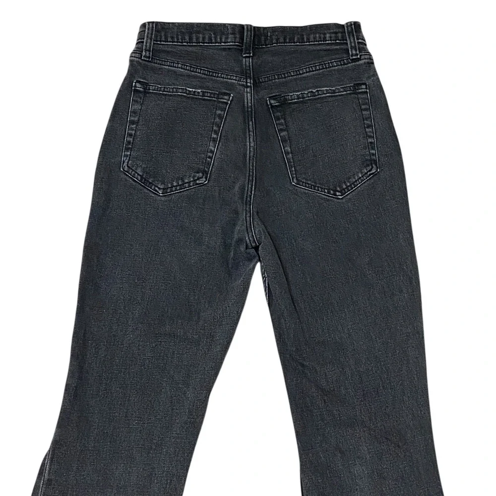 Abercrombie & Fitch Ankle Straight Ultra High Rise Distressed Black Wash Jean 26